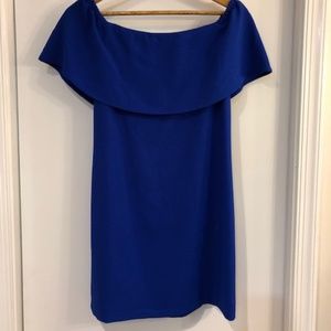 blue off the shoulder dress